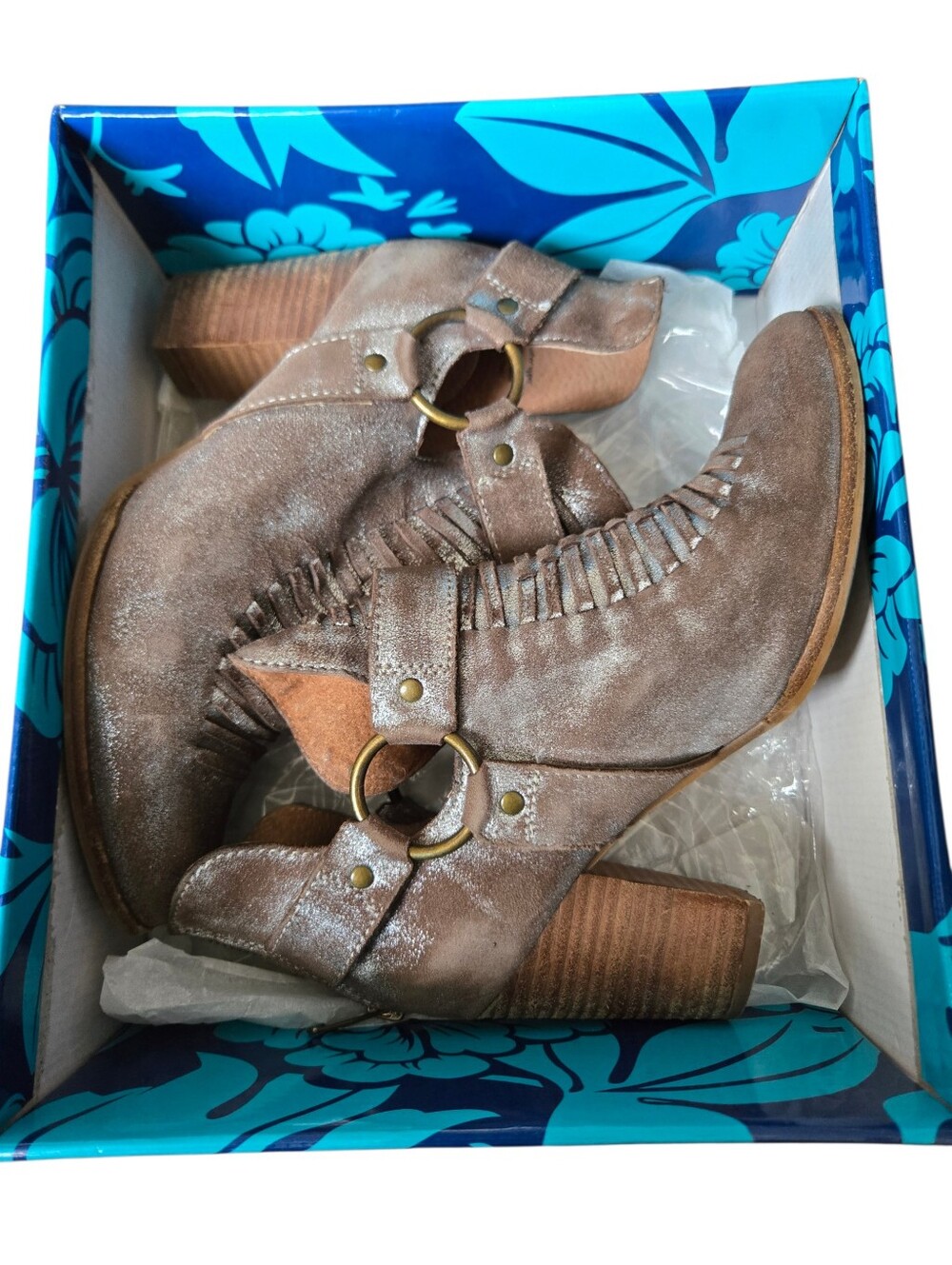 🤎 Seychelles "Impossible" Metallic Pewter Leather Fringe Booties | Size 8.5 | B - Picture 2 of 12